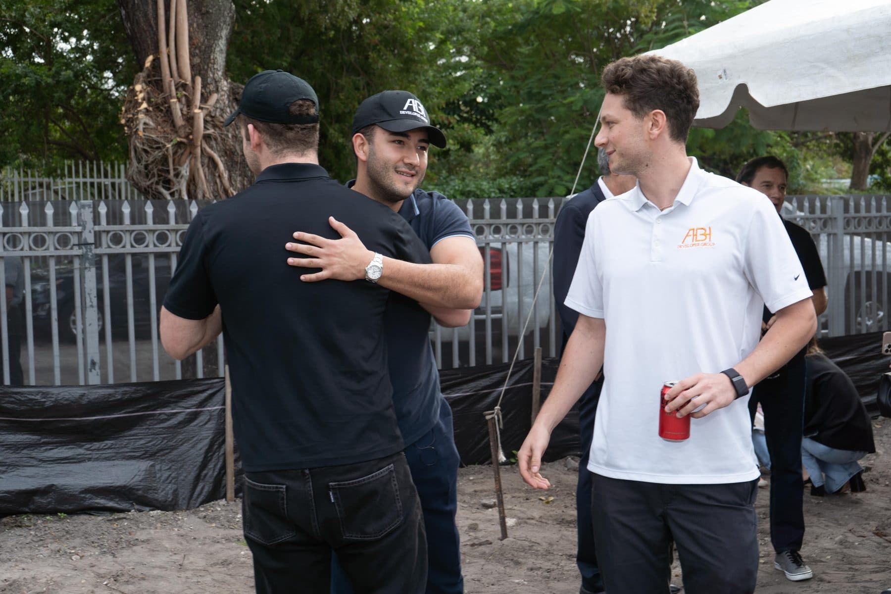 Greeting partners at a groundbreaking